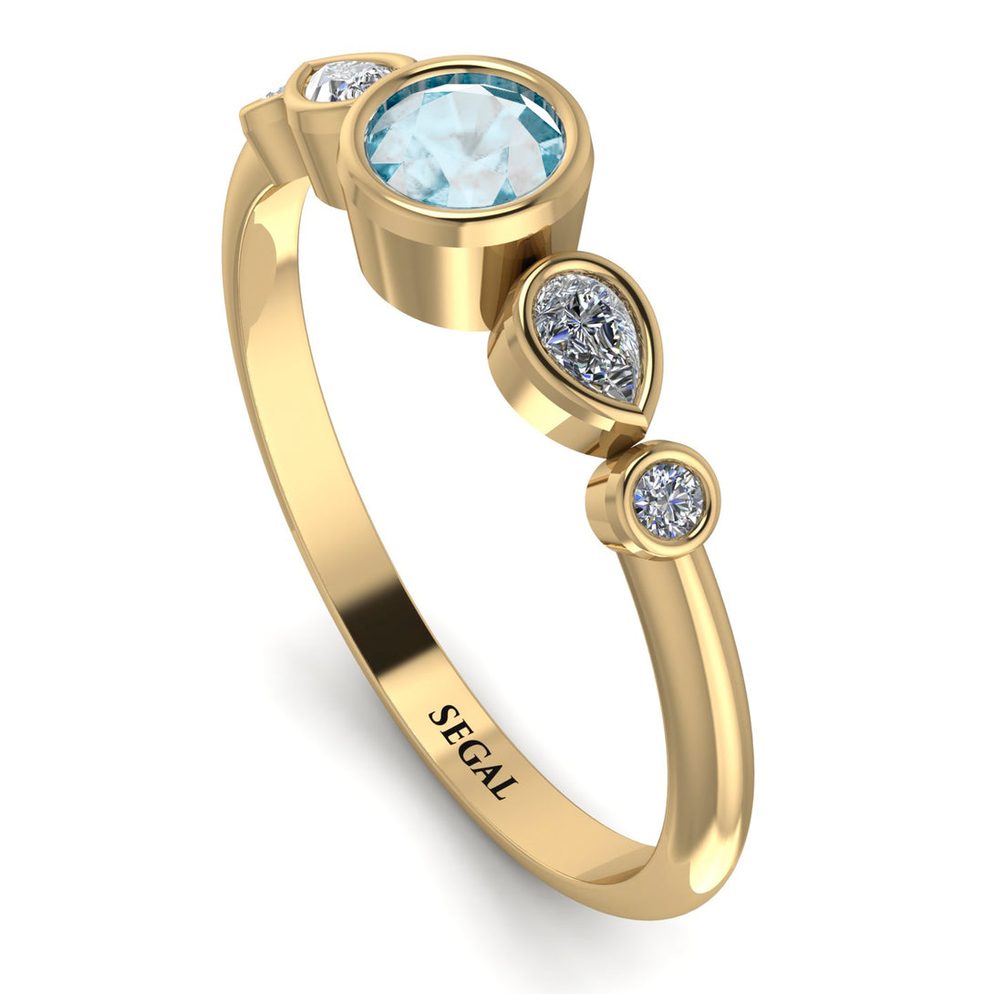 Bezel Symmetrical Aquamarine Ring - Ivy No. 401